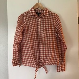 J.Crew checkered button down  top.